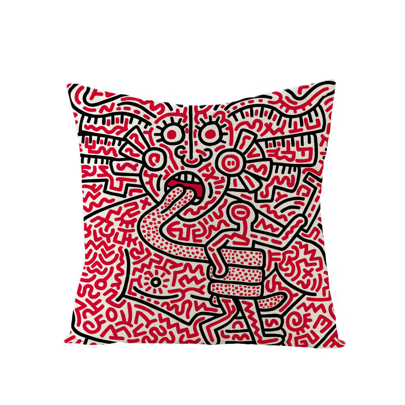 Kaisar Linen Cartoon Heart Pillowcase for Home Decor