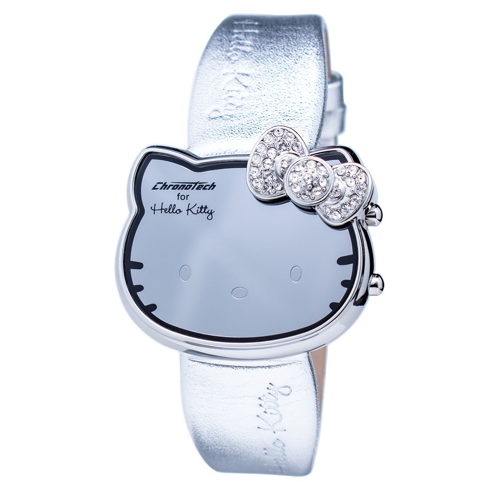 Chronotech Silver Leather Digital Watch