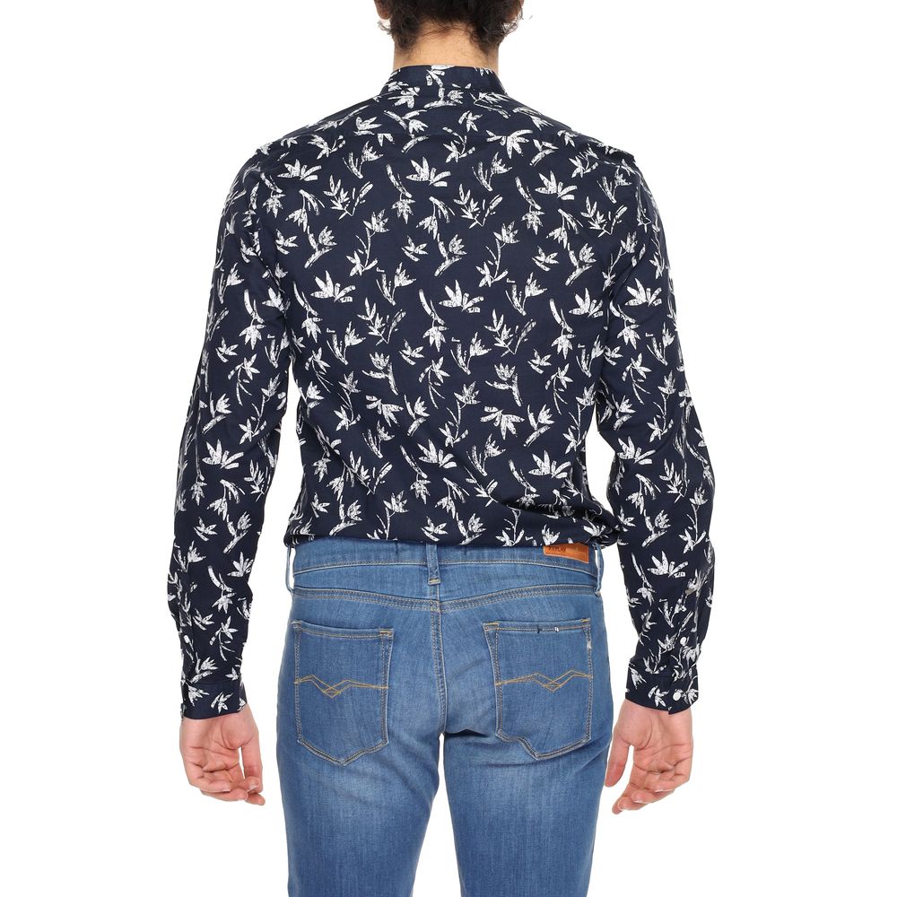 Antony Morato Blue Cotton Pattern Shirt