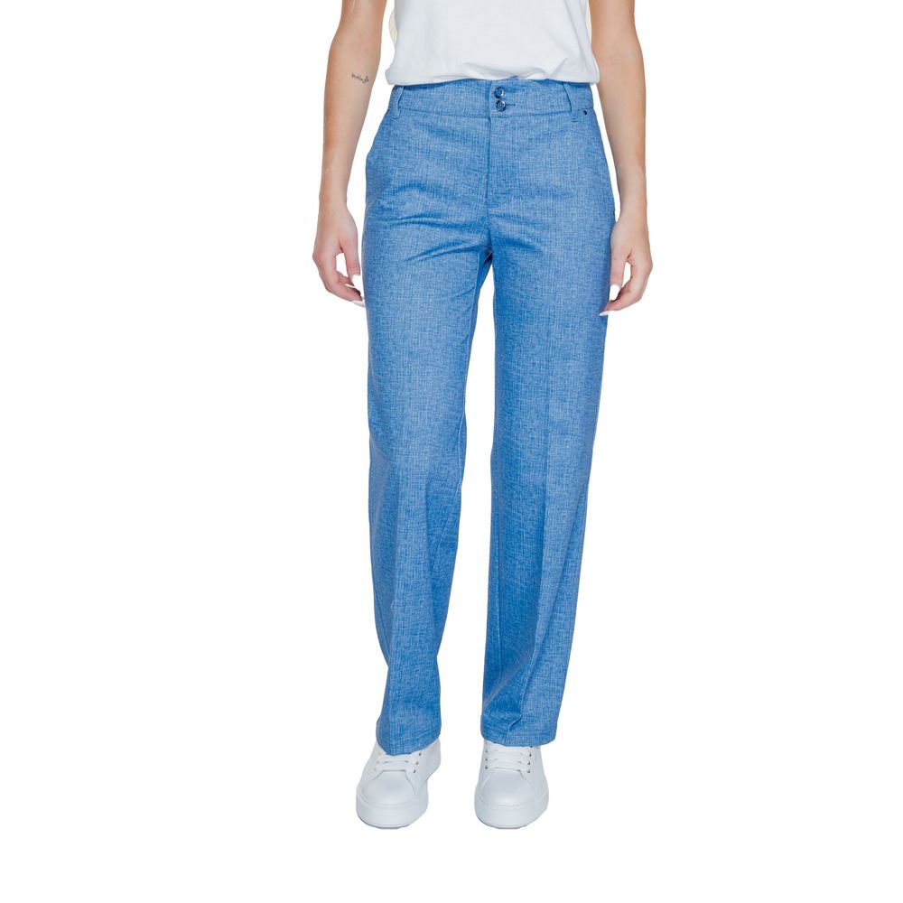 Street One Blue Polyester Casual Pants