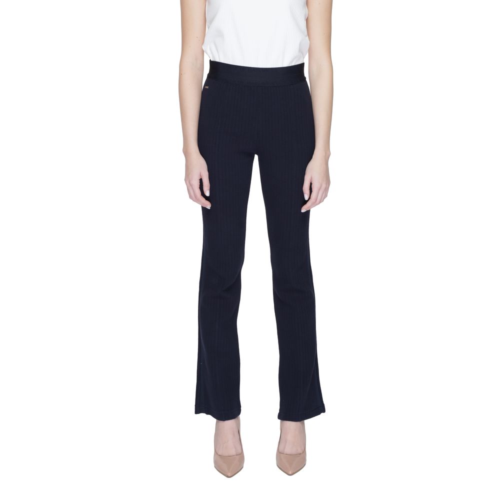 Street One Blue Cotton Flared Pants