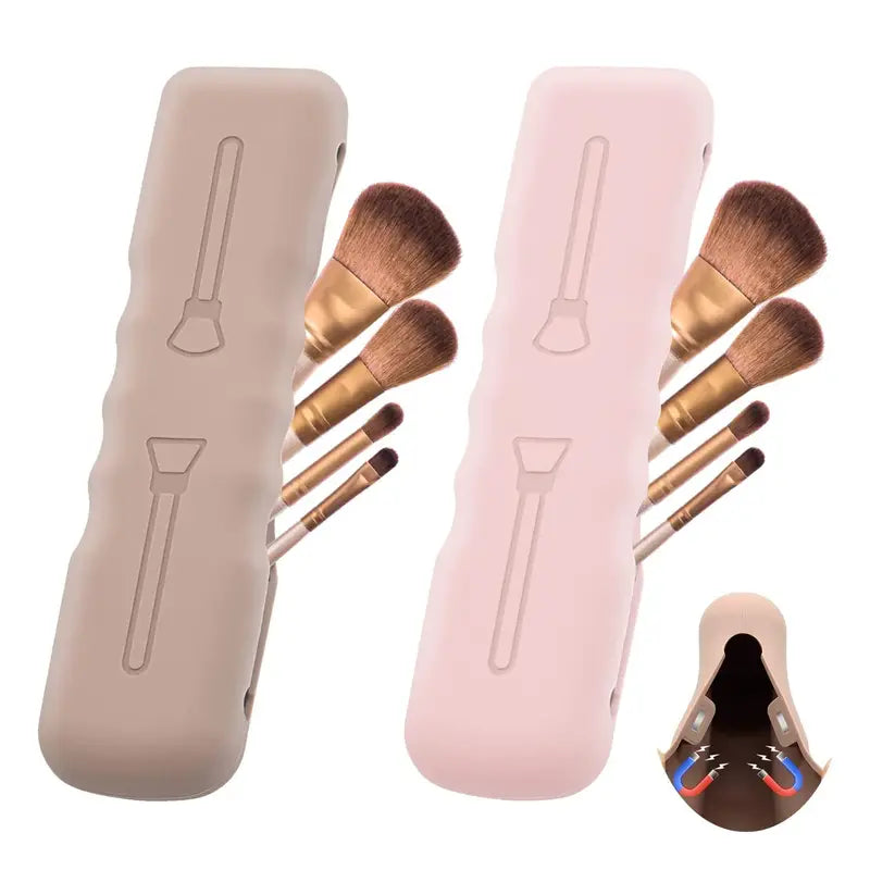 Travel Makeup Brush Organizer with Magnetic Closure