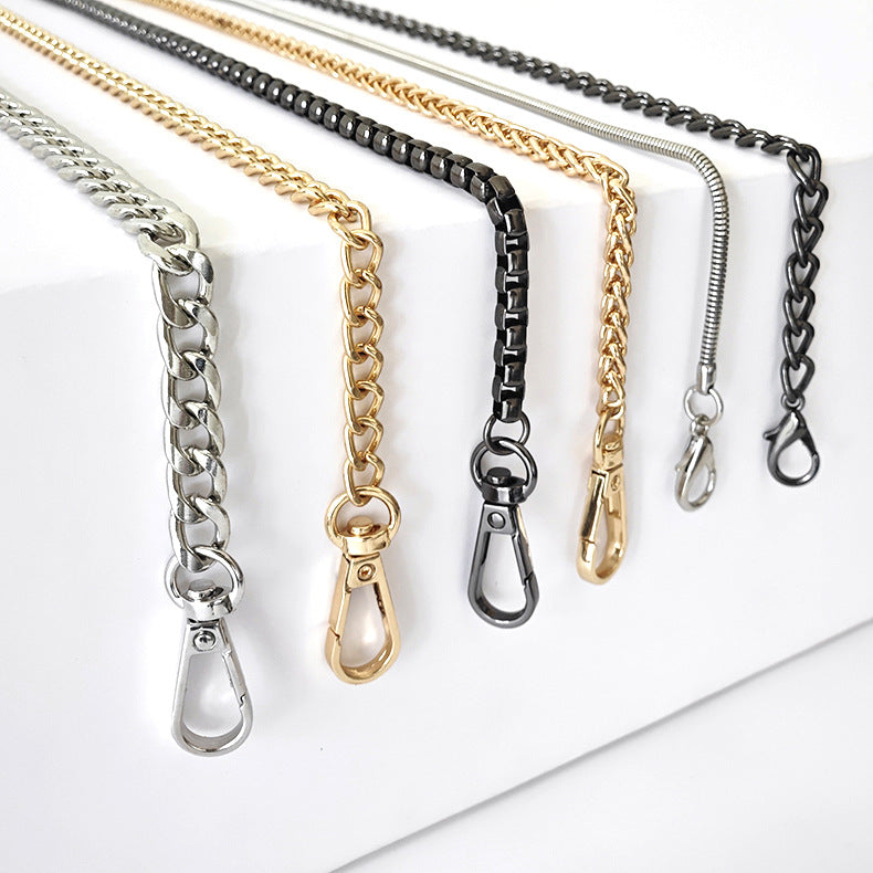 Metal Bag Chain with Woven Shoulder Strap