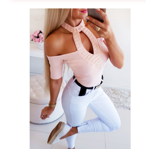 Shoulder Off Short Sleeve Top for Women