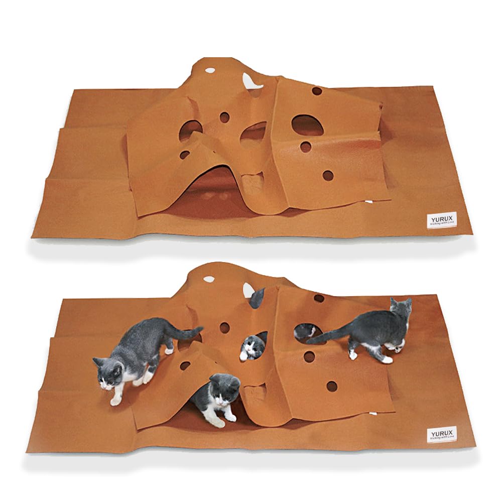 YURUX Pet Playing Matcat Activity mat cat Toy Cat Dog Breathable Activity Interactive Pad Bite Resistant Pad Pet Rug Training Mat, Foldable cat Tunnel nest