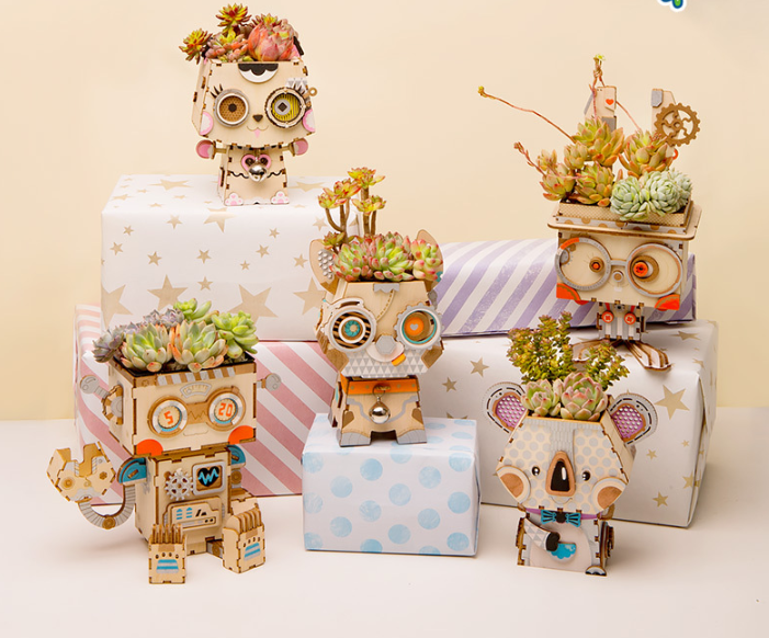 DIY Wooden 3D Puzzle with Succulent Planter