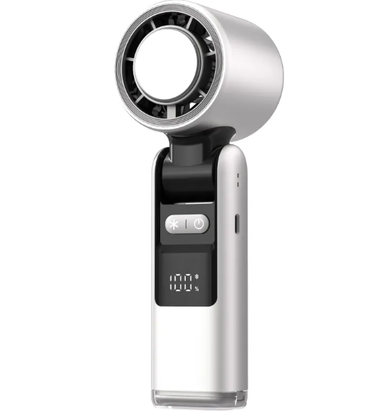 Mini Turbo Handheld Folding Fan with 100 Speeds, Digital Display, USB Rechargeable, for Outdoor Camping and Travel