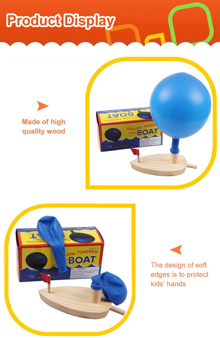 Wooden Balloon Boat Toy for Kids