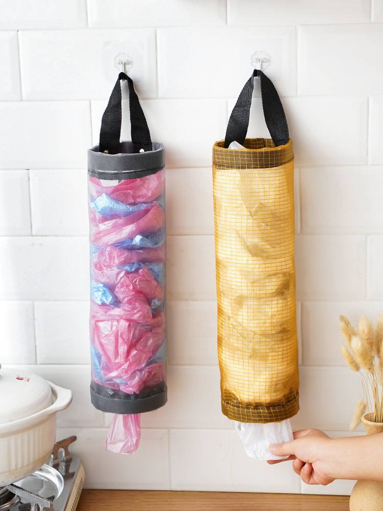 Wall-Mounted Plastic Bag Holder for Kitchen Storage