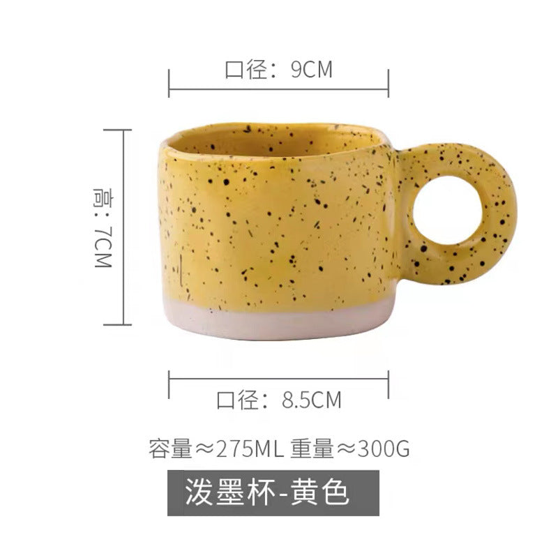 Korean Style Ink Splash Ceramic Mug for Coffee and Tea