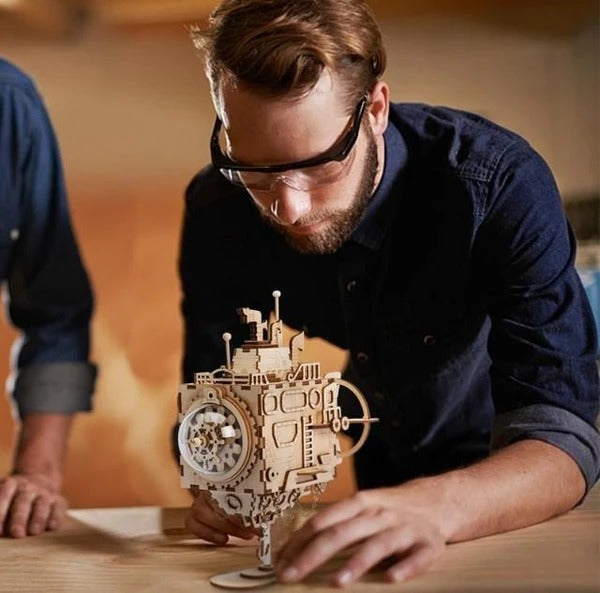 3D Wooden Steampunk Music Box Robot Home Decor Gift