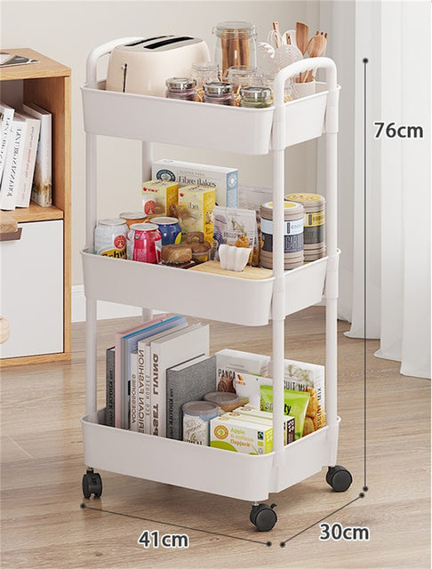 3-Layer Rolling Utility Cart for Kitchen & Bathroom Storage