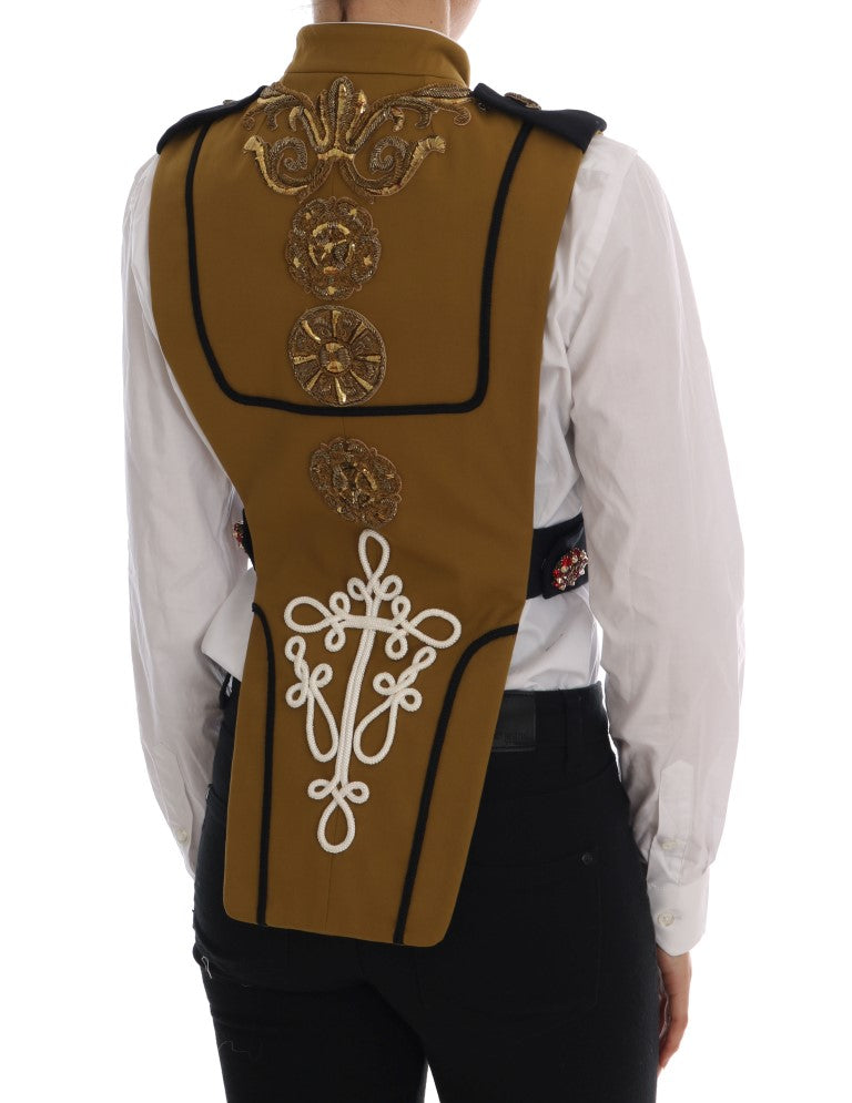 Dolce & Gabbana Yellow Crystal Cross Vest Jacket