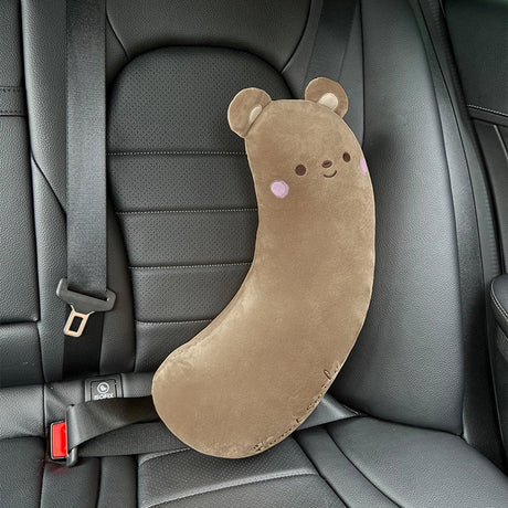 Car Seat Belt Pillow Safety Seatbelt Shoulder Pad Stuffers Cute Toy Cute Neck Cushion Car Accessories Seatbelt Shoulder Protector Sleeping Pillow for Kids Auto Interior Accessories (Brown)