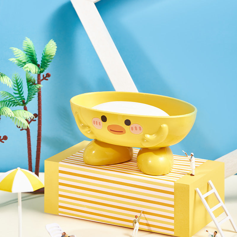 Cartoon Yellow Duck Soap Box Holder for Bathroom Storage