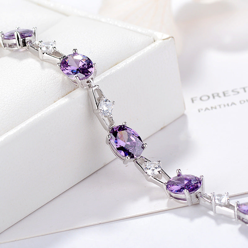S925 Silver Jewelry with Stylish Amethyst Bracelet