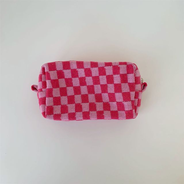 Lattice Cosmetic Bag - Knitted Fabric Makeup Organizer