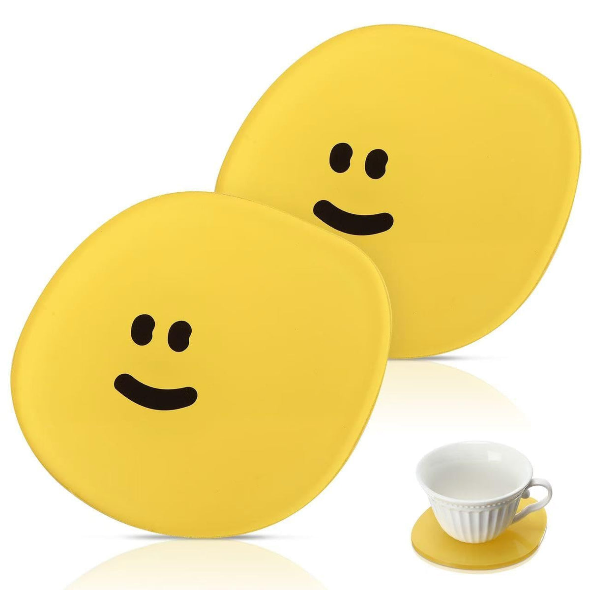 Christmas Funny Acrylic Smiley Face Coasters,Coasters Set of 2,Cute Cloud Shape Coasters,Desk Coasters for Office for Women,Office Coaster for Desk Decor,Office Accessories for Women Desk