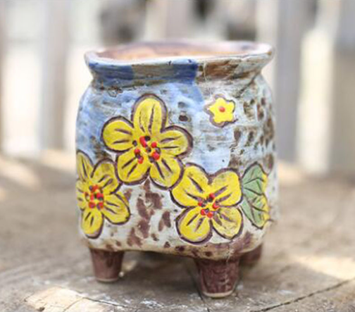 Hand-Painted Ceramic Succulent Planter Pot
