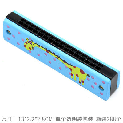 Wooden Painted Harmonica for Kids - 16 Holes Educational Toy