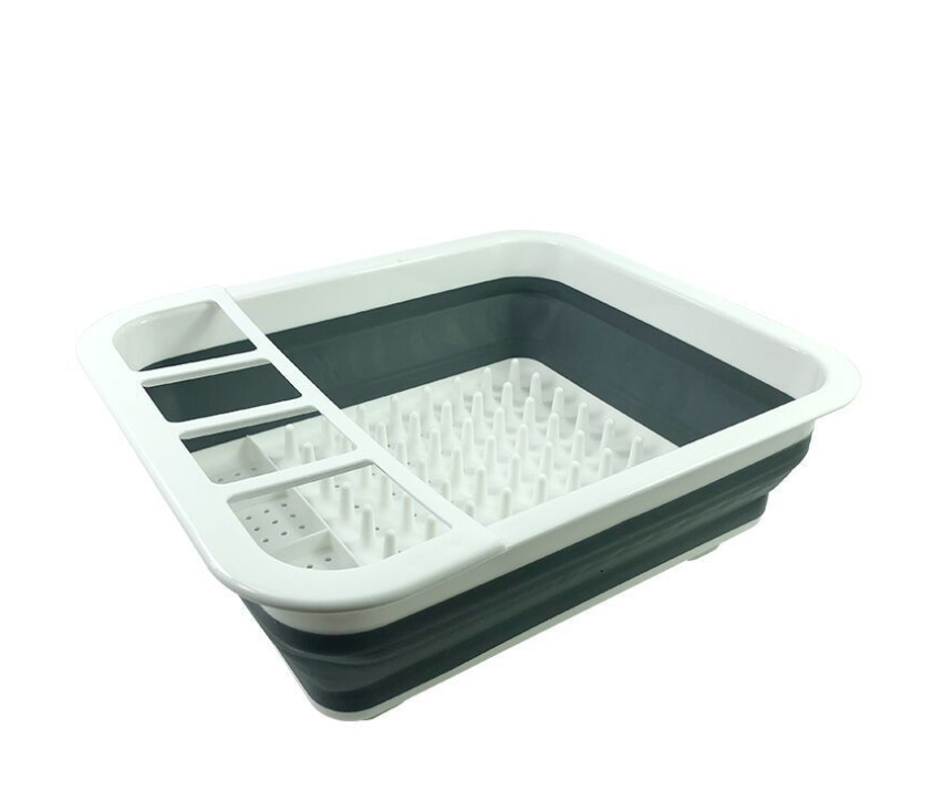 Folding Kitchen Drain Rack and Utensil Organizer
