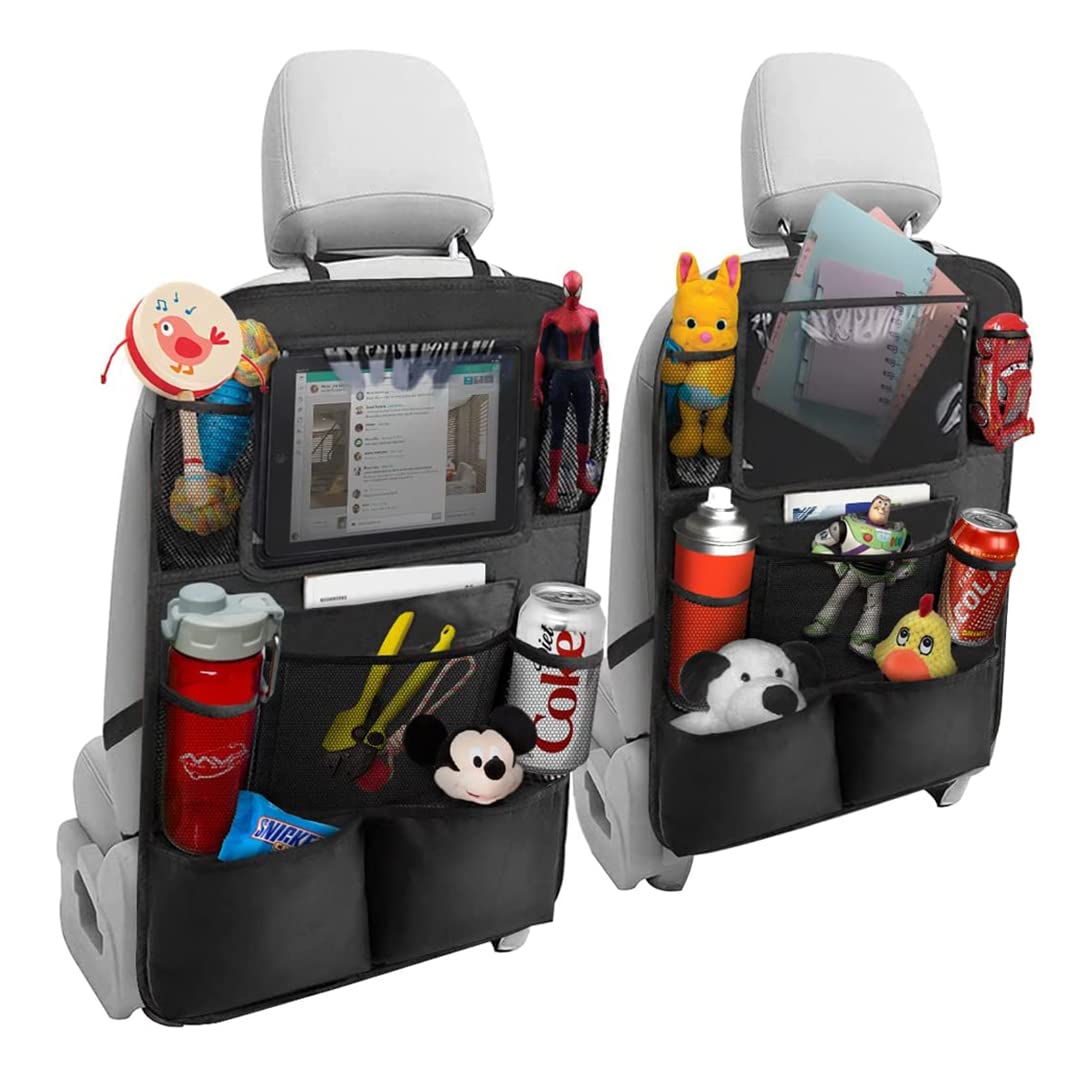 CARGOES Backseat Organizer with Touch Screen Tablet Holder 9 Storage Pockets Kick Mats Car Seat Perfect Car Travel Accessories & perfect Protectors for Kids Toddlers