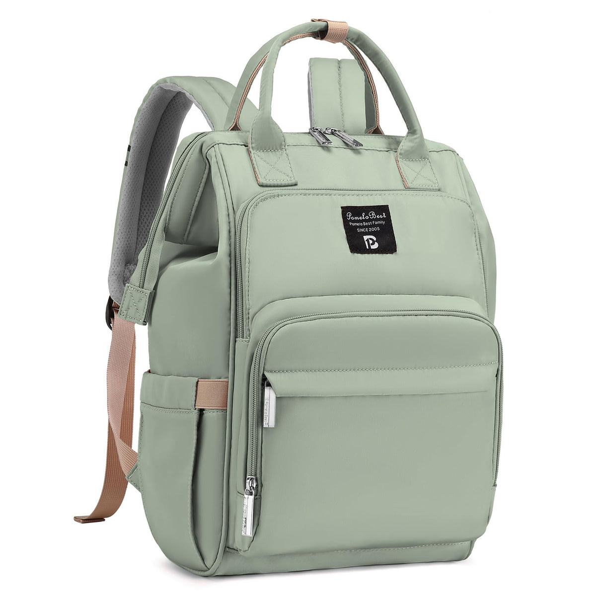 Pomelo Best Diaper Bag Backpack Stylish Waterproof Multifunctional Large Baby Bag with Changing Mat and Stroller Straps (Green)