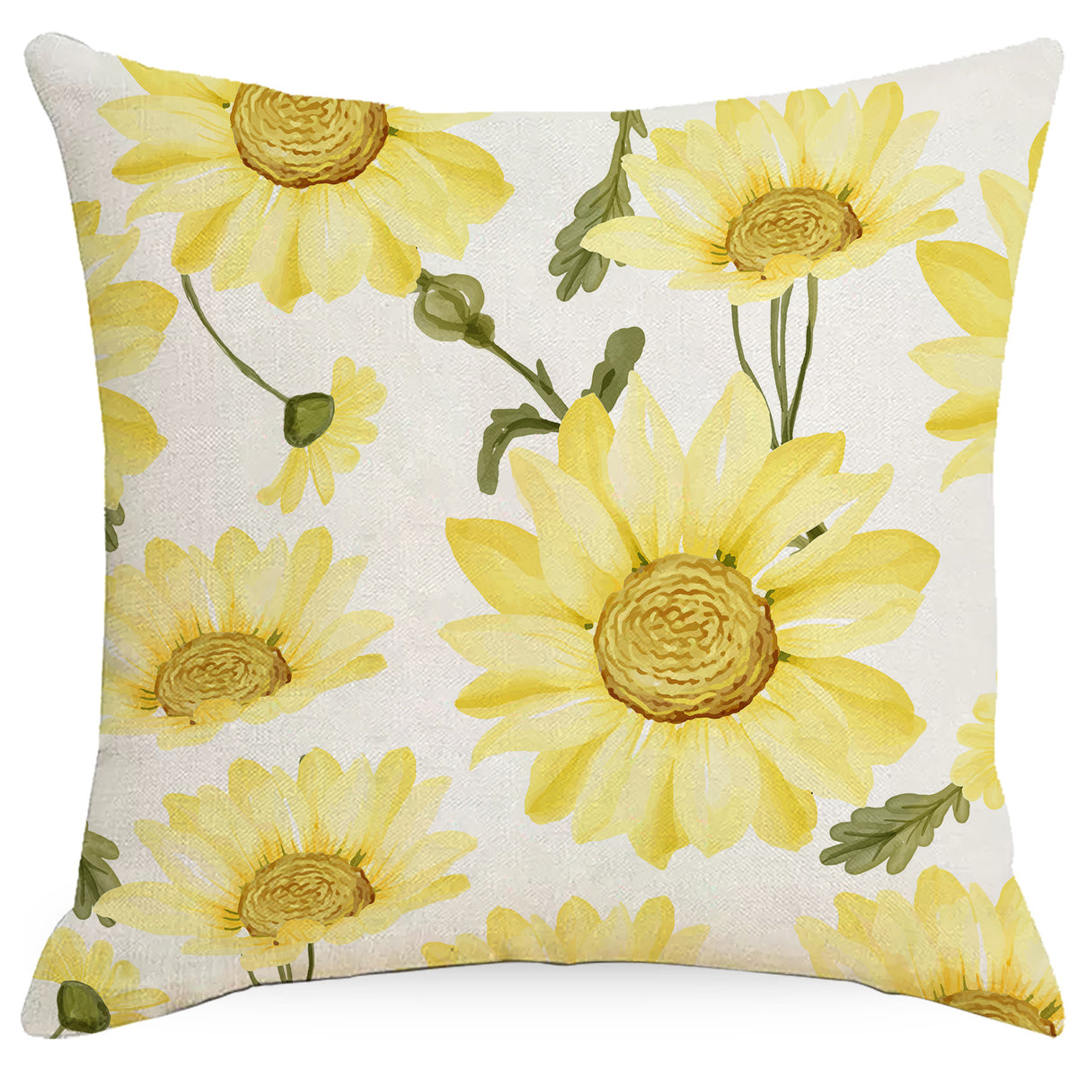 Summer Flowers Printed Throw Pillow Cover for Home Decor