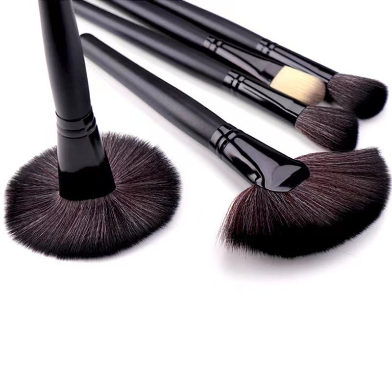 32-Piece Pink Makeup Brush Set with Mini Wooden Case