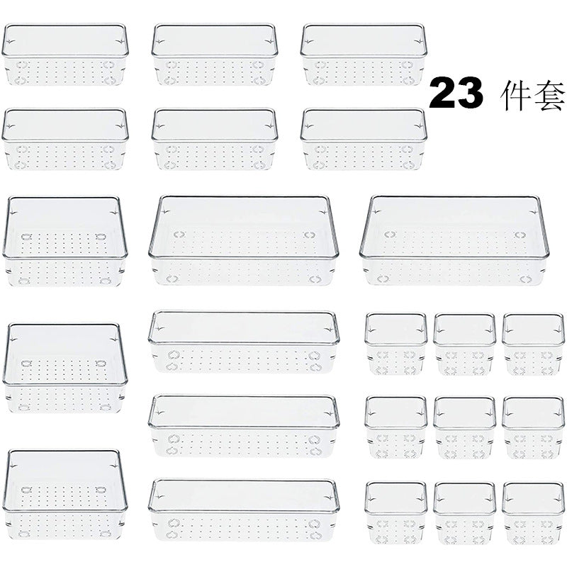 Home Plastic Transparent Drawer Storage Box Set (5 Sizes)