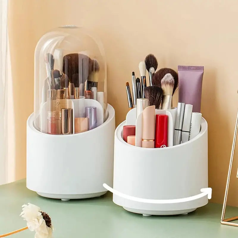 360° Rotating Makeup Brush Organizer & Storage Bin