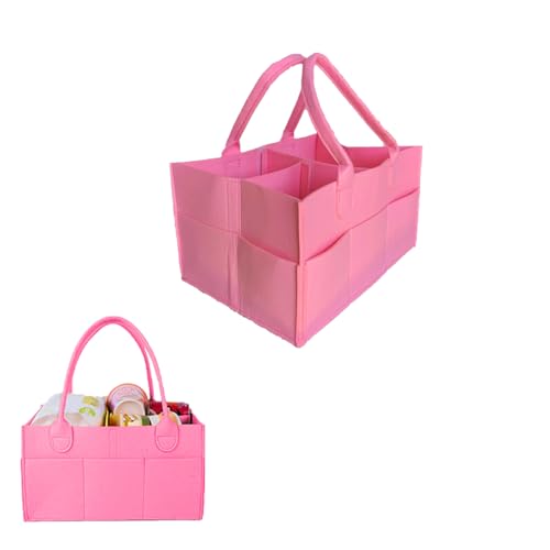 Baby Diaper Caddy is a versatile baby basket designed for nursery storage car organization and as a thoughtful gift for baby showers. Perfect for storing diapers and baby wipes. (Pink)