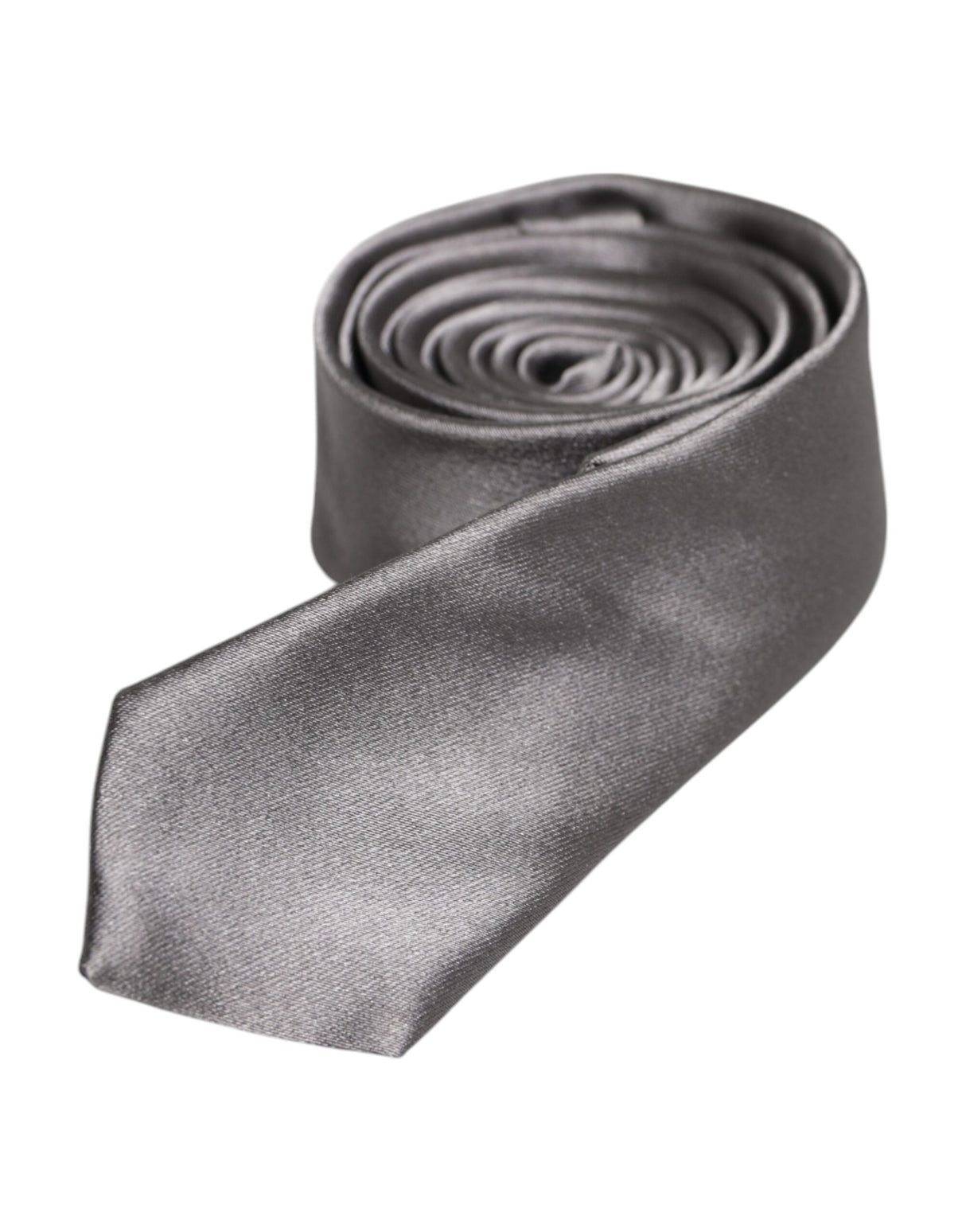 Dolce & Gabbana Metallic Silver Silk Adjustable Necktie Tie