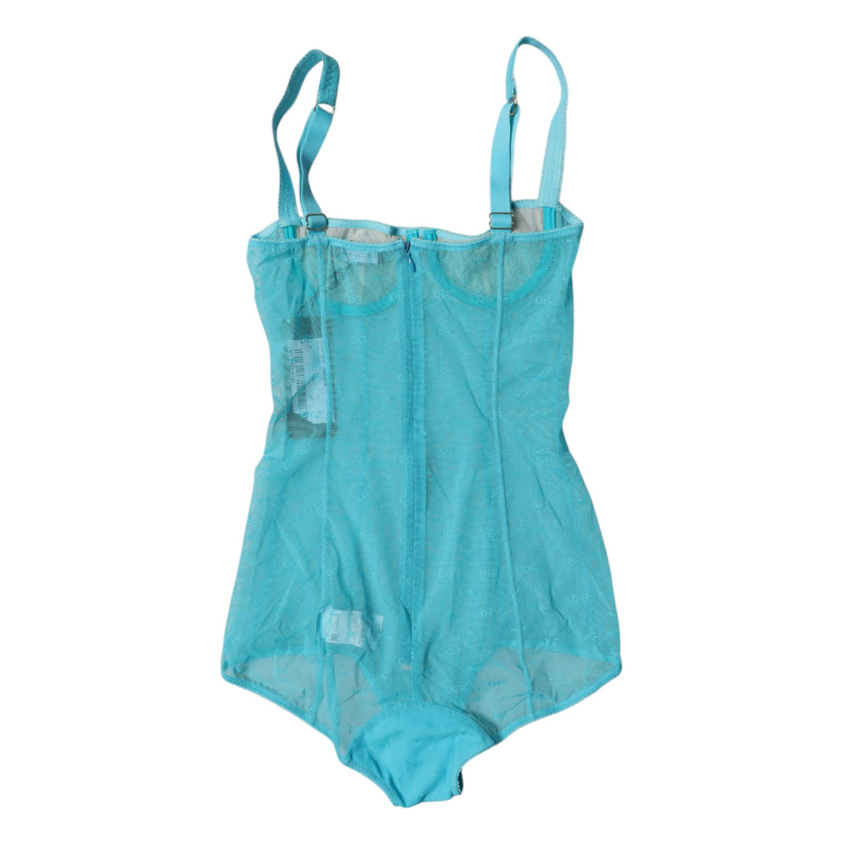 Dolce & Gabbana Blue Tulle Balconette Bra Bodysuit Underwear