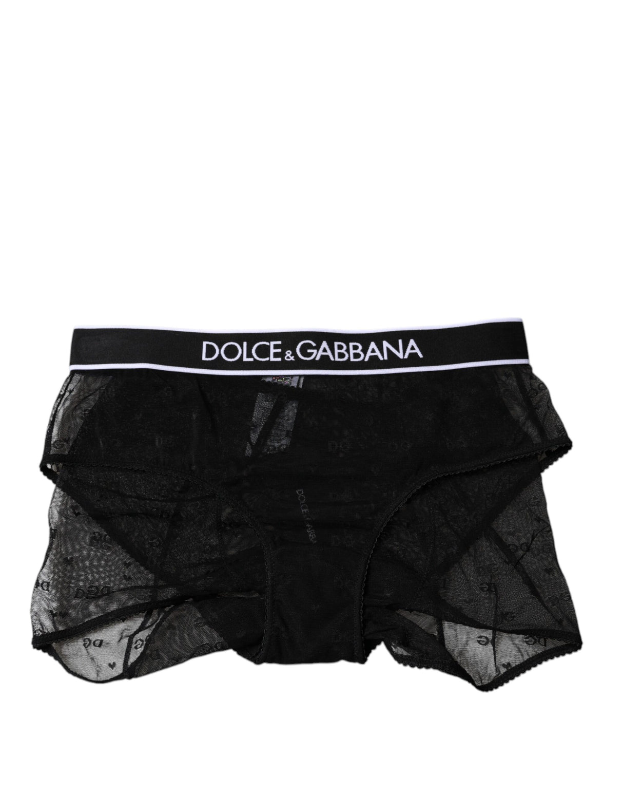 Dolce & Gabbana Black Tulle Nylon Mid Waist Panty Underwear