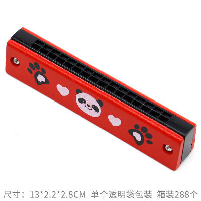 Wooden Painted Harmonica for Kids - 16 Holes Educational Toy