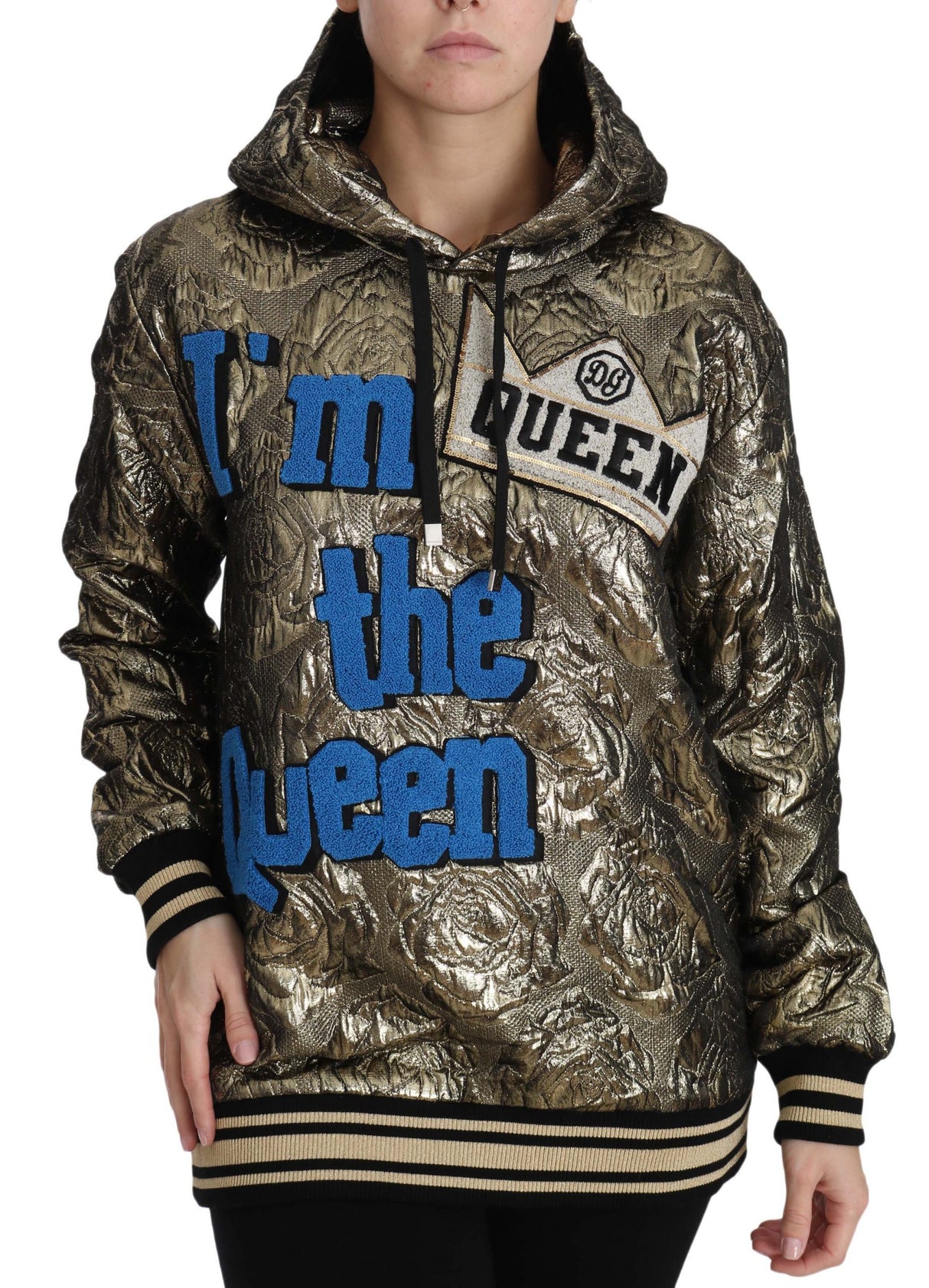Dolce & Gabbana Im The Queen Jaquard Gold Sweatshirt Hoodie