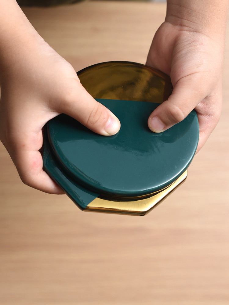 Nordic Style Retro Green Ceramic Coasters (Set of 4)