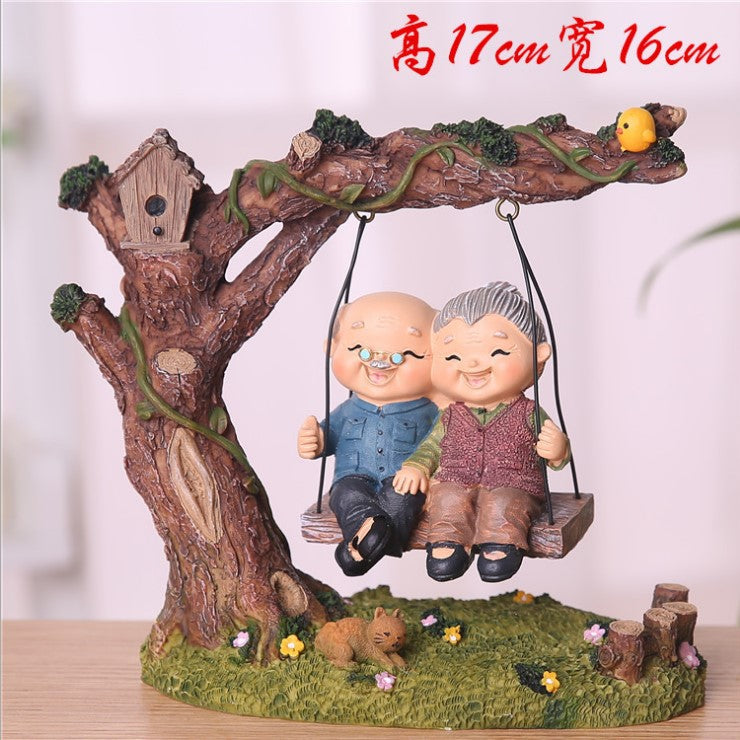 Creative Elderly Couple Figurine for Home Decor Gift