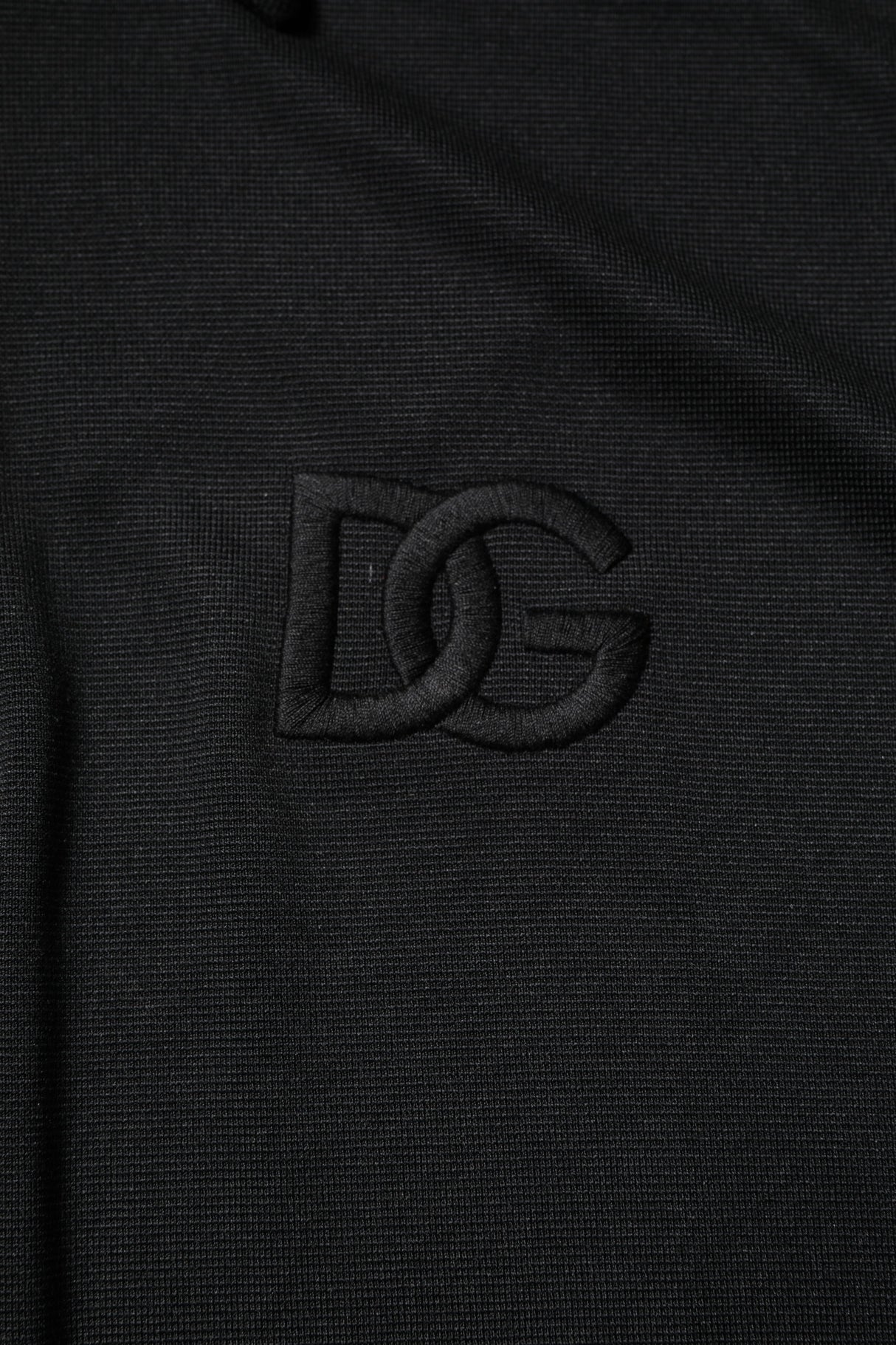 Dolce & Gabbana Black Polyester DG Logo Collared Polo T-shirt