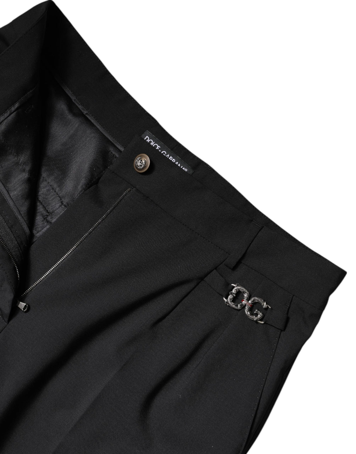 Dolce & Gabbana Black Polyester High Waist Dress Pants