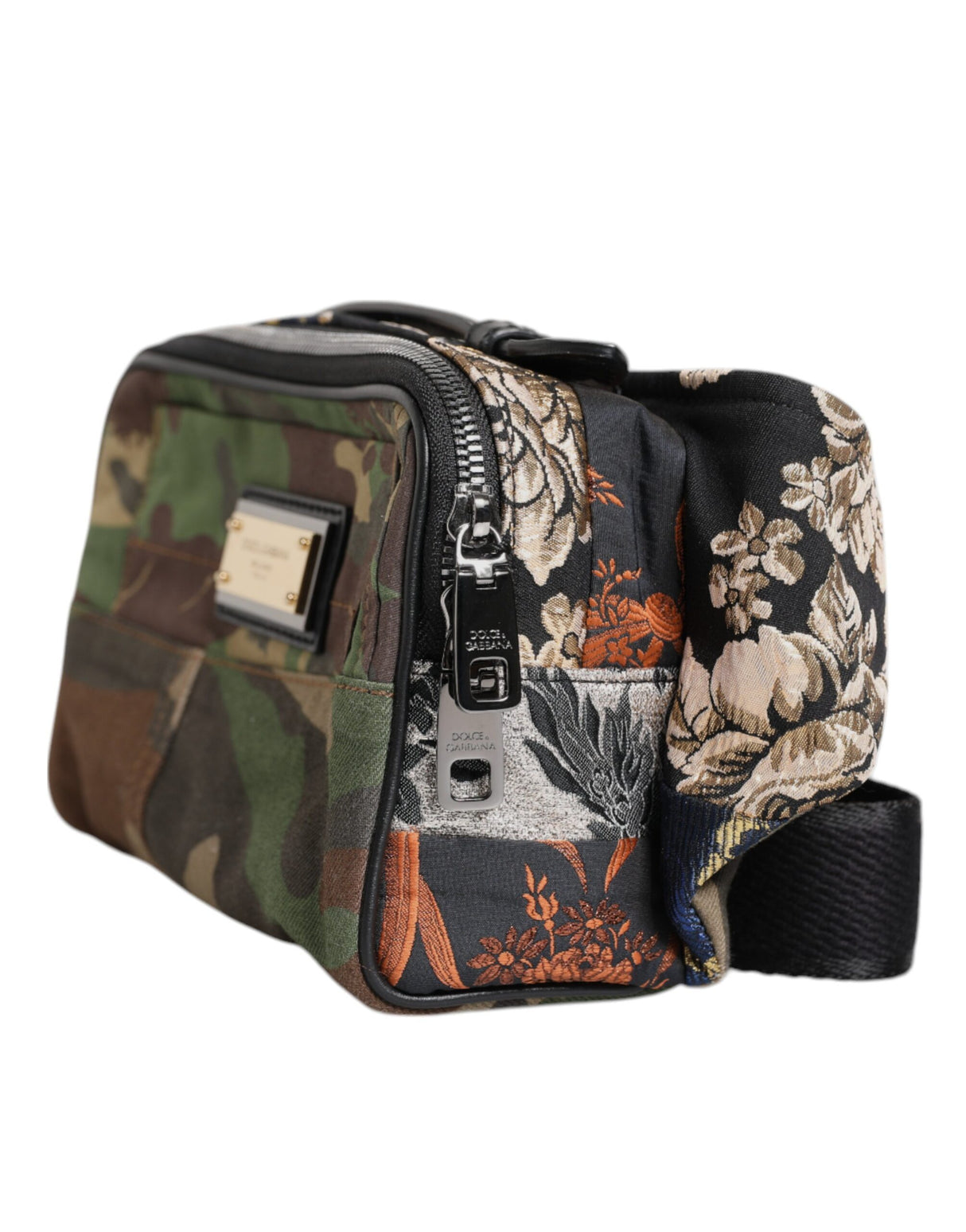 Dolce & Gabbana Multicolor Camouflage Patchwork Logo Waist Fanny Pack Bag