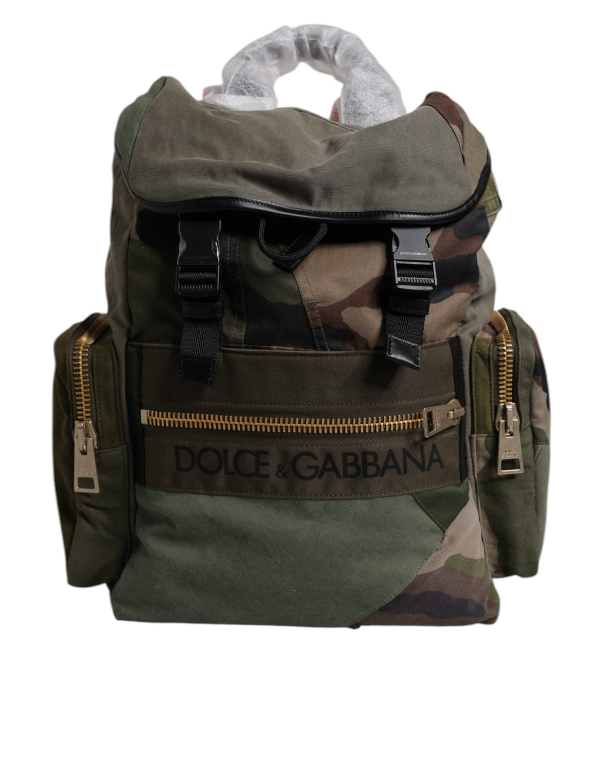 Dolce & Gabbana Military Green Patchwork Travel Backpack Bag