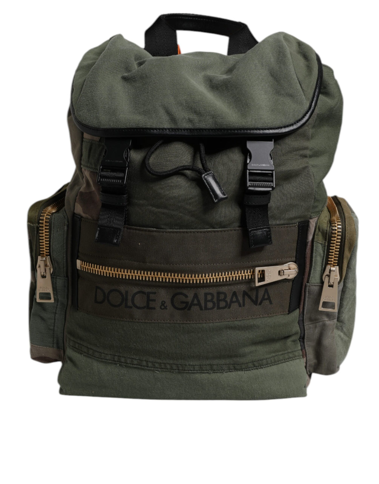 Dolce & Gabbana Military Green Patchwork Travel Backpack Bag