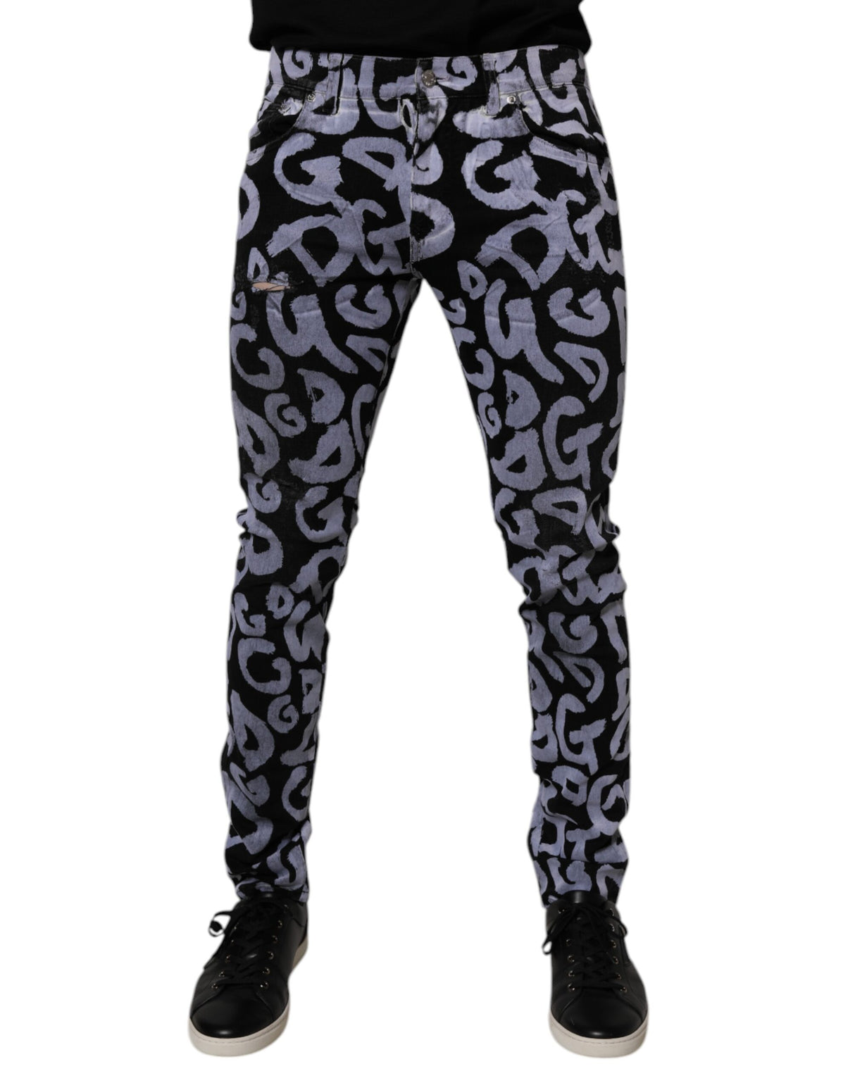 Dolce & Gabbana Black Logo Monogram Cotton Skinny Denim Jeans
