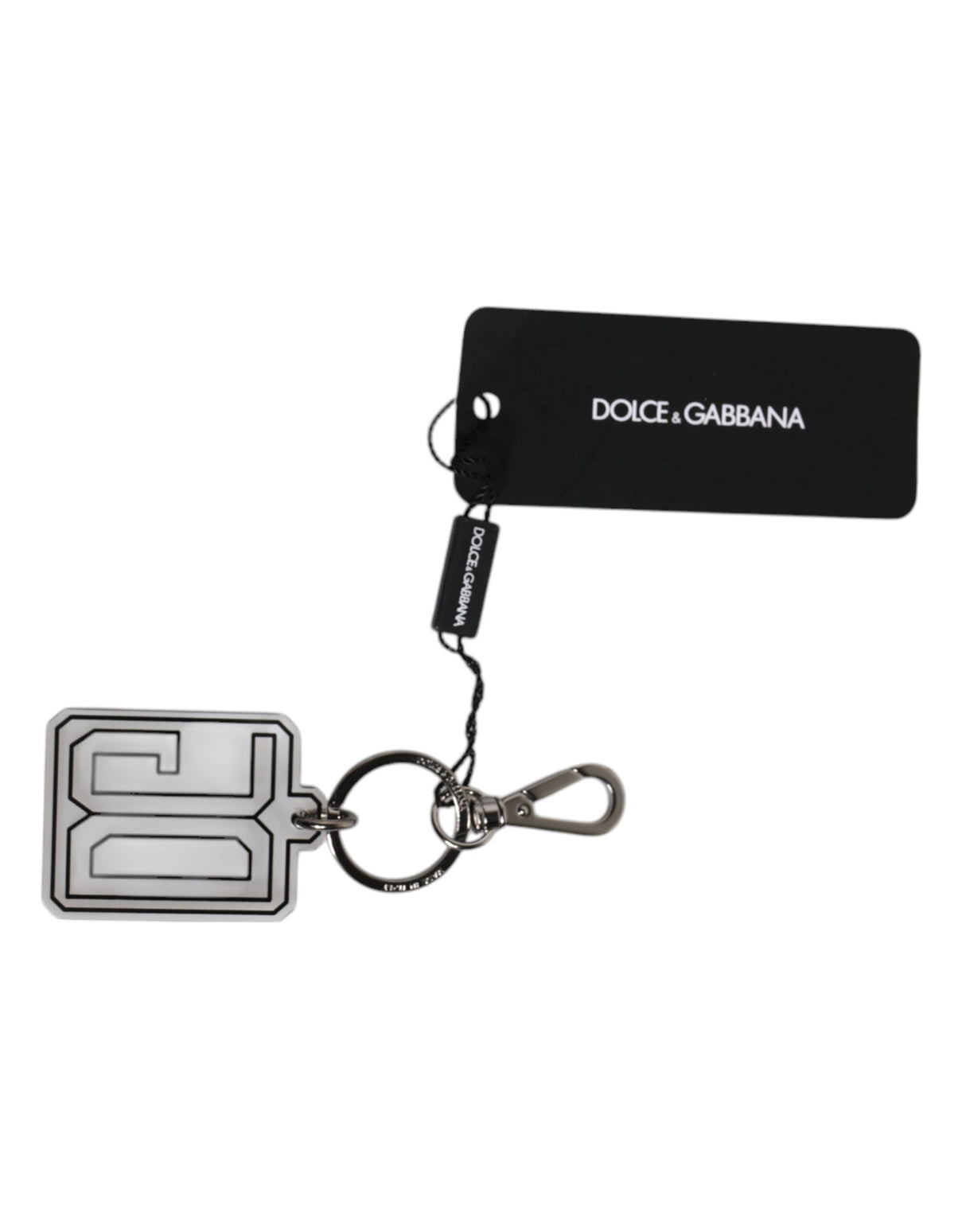Dolce & Gabbana Gray Black DG Rubber Logo Silver Men's Keychain Keyring