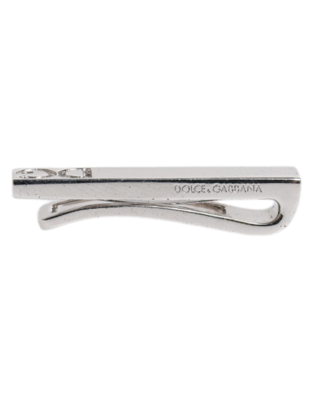 Dolce & Gabbana Silver Tone Brass Logo Branded Tie Clip Bar