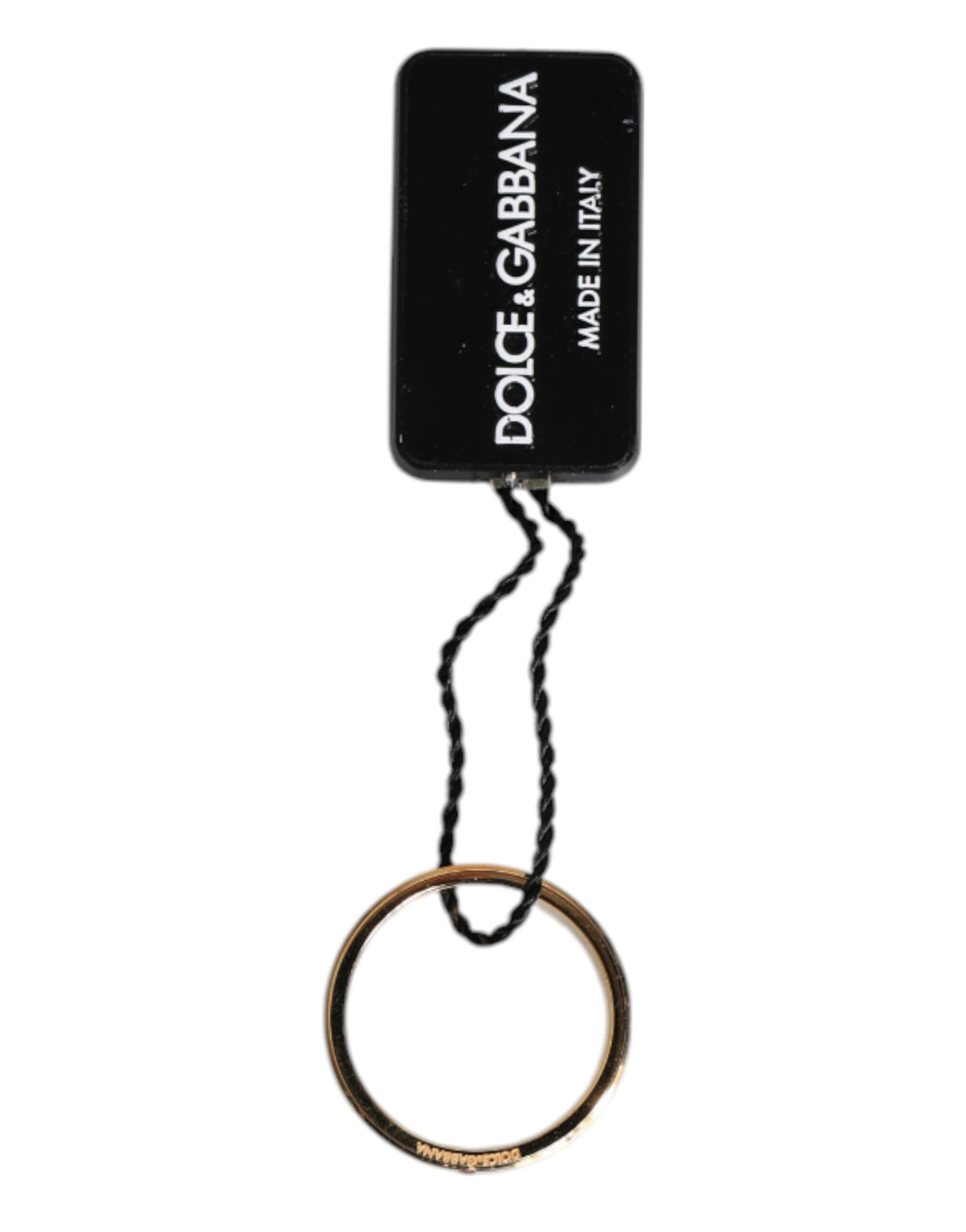 Dolce & Gabbana Gold Tone Brass Red Crystal DG Logo Ring