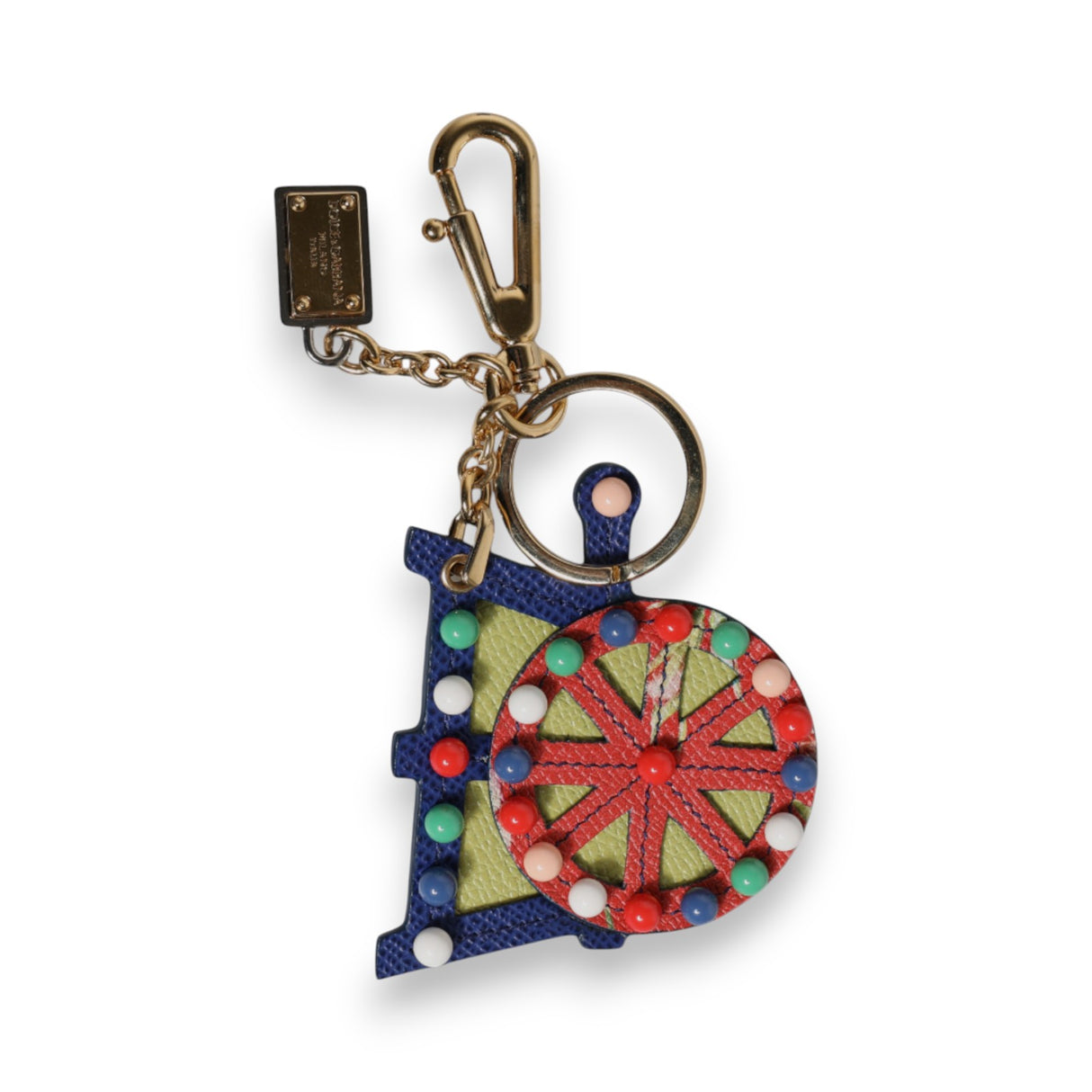 Dolce & Gabbana Multicolor Gold Tone Carretto Keychain Keyring