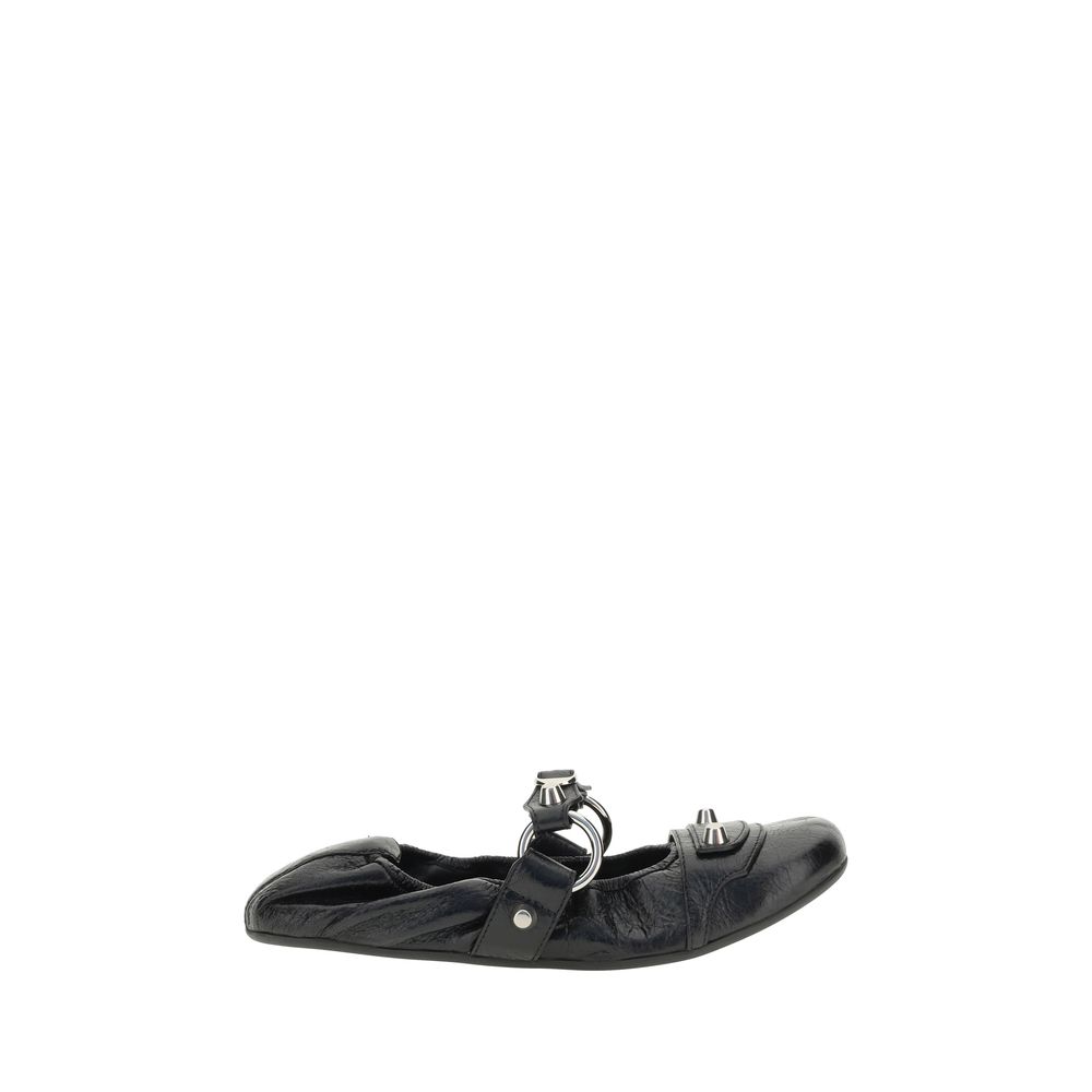 Balenciaga Black Calf Leather Bos Taurus Ballet Flats